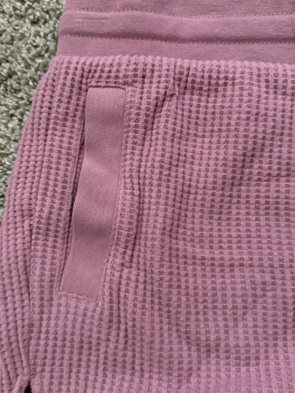 Waffle-Knit Pink Pullover Top and Shorts Matching Set